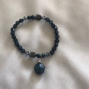 Greenish Blue Beaded Charm Bracelet